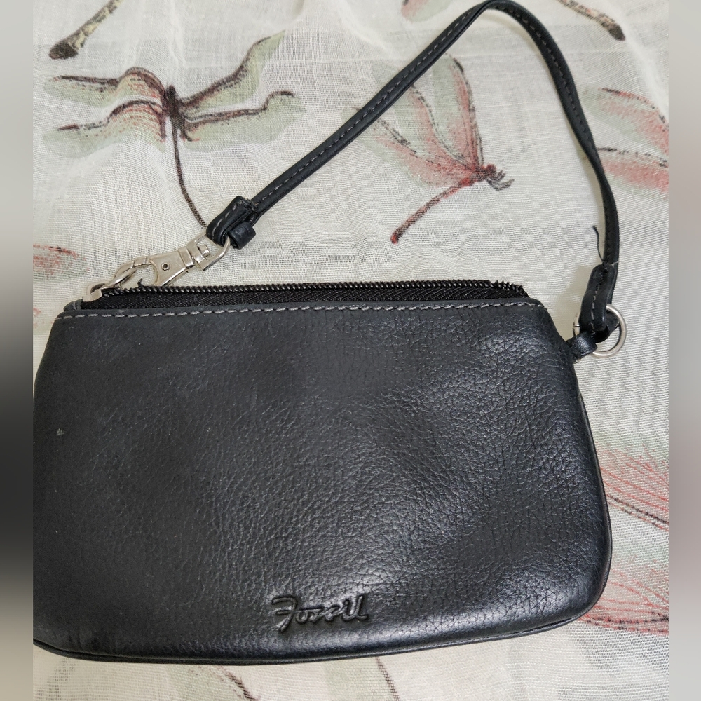Fossil Black Leather Wristlet